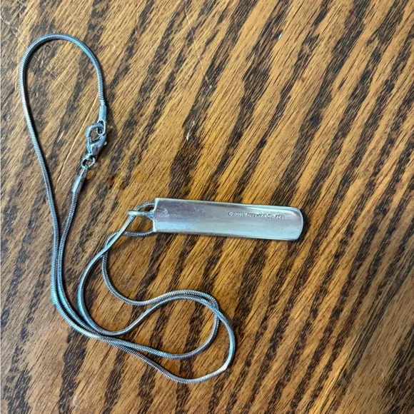 Tiffany & Co Sterling Silver 1837 Bar Pendant 18" Snake Chain Necklace - Picture 4 of 4